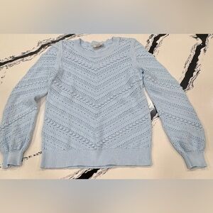 Loft Petites Cotton Baby Blue Knit Sweater Size Small Petite EUC